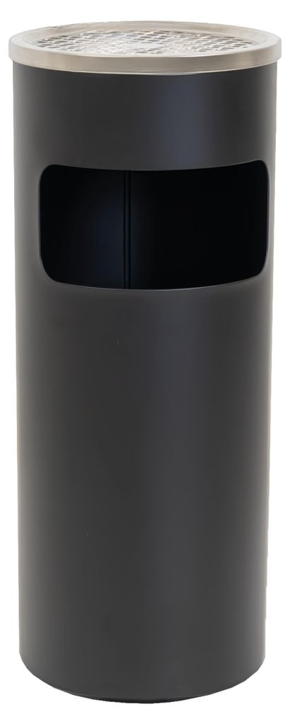 Abfalleimer mit Aschenbecher 30 L Schwarz Metall Produktbild 