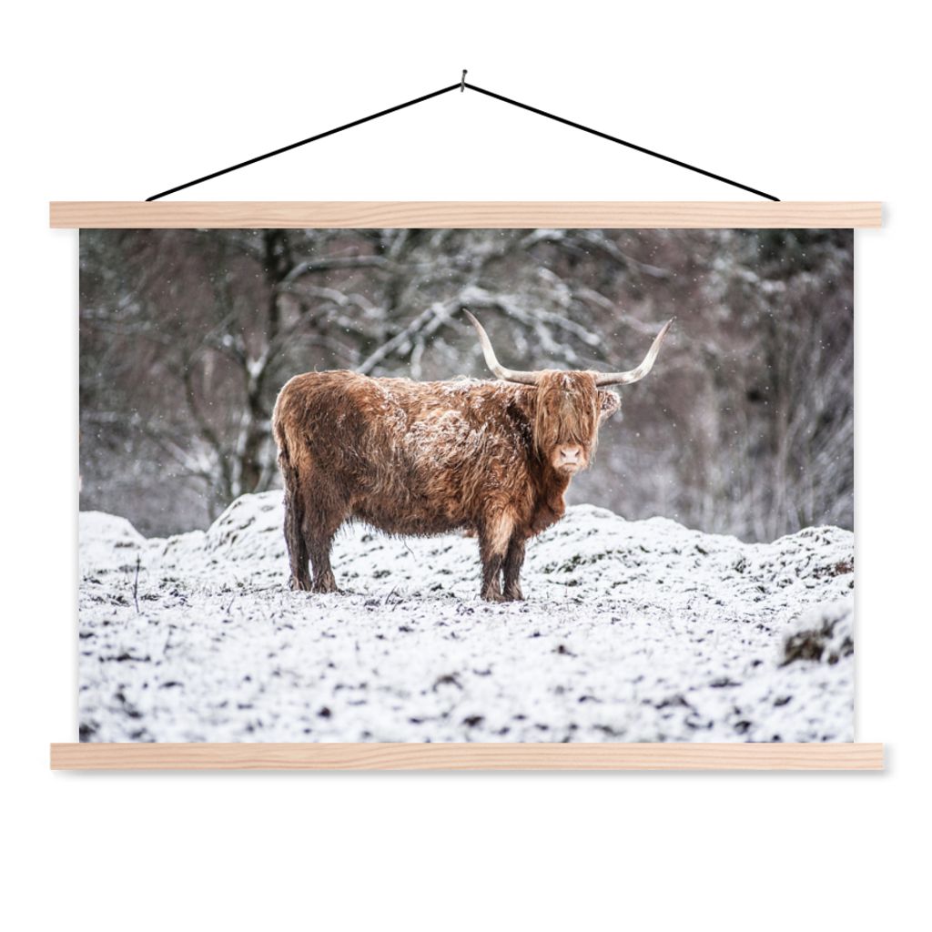 MuchoWow® Textilposter Schottischer Highlander - Baum - Produktbild 