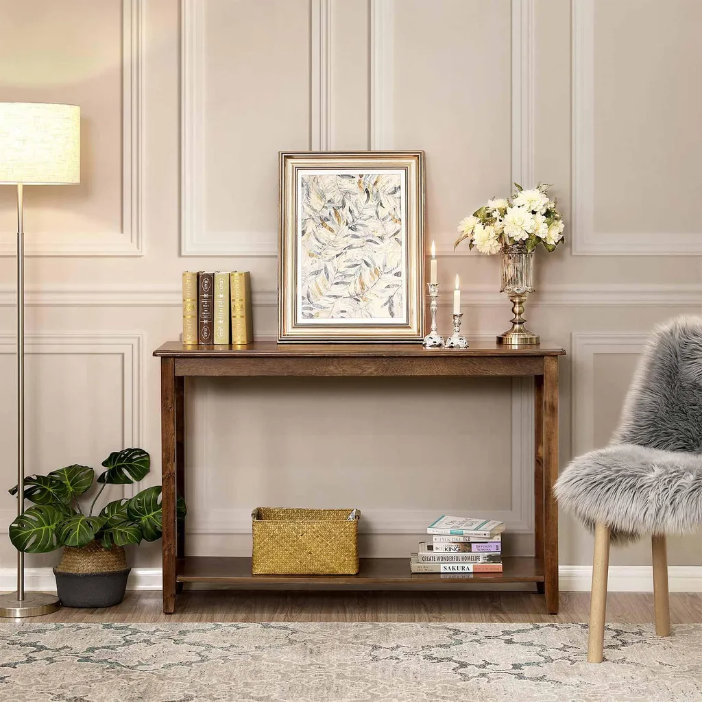 Petite console compacte brun noyer pour optimiser les entrées étroites - 3