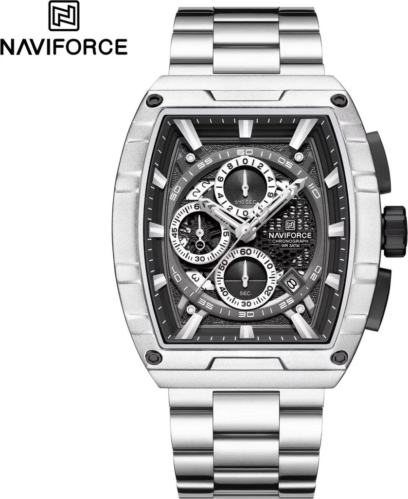 Montre NAVIFORCE TN-38585 Homme pour Business et Sport Argenté et Noir