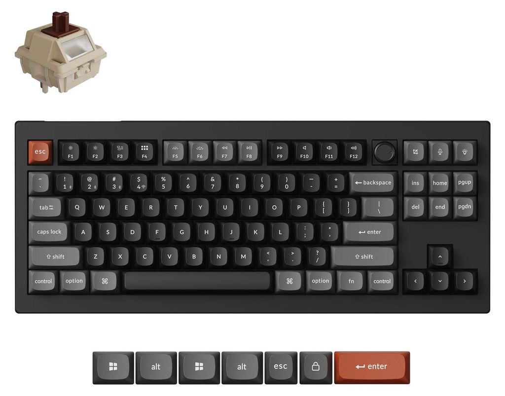Keychron V3 Ultra 8K Kabellose Mechanische Tastatur QWERTY US Fully Assembled Knob / Black / Keychron Silk POM Switch - Brown