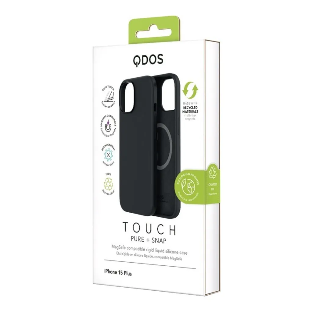 Coque QDOS Touch Pure pour iPhone 15 Plus compatible Snap MagSafe Noir