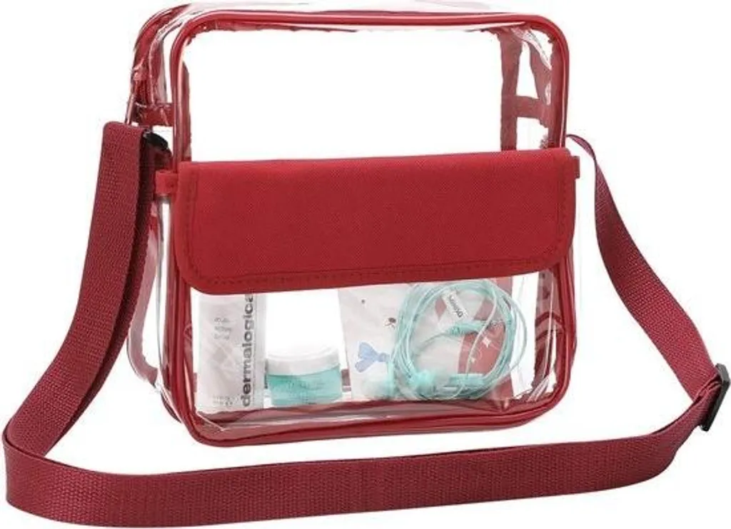 Grand sac transparent robuste avec bandoulière et fermeture zippée