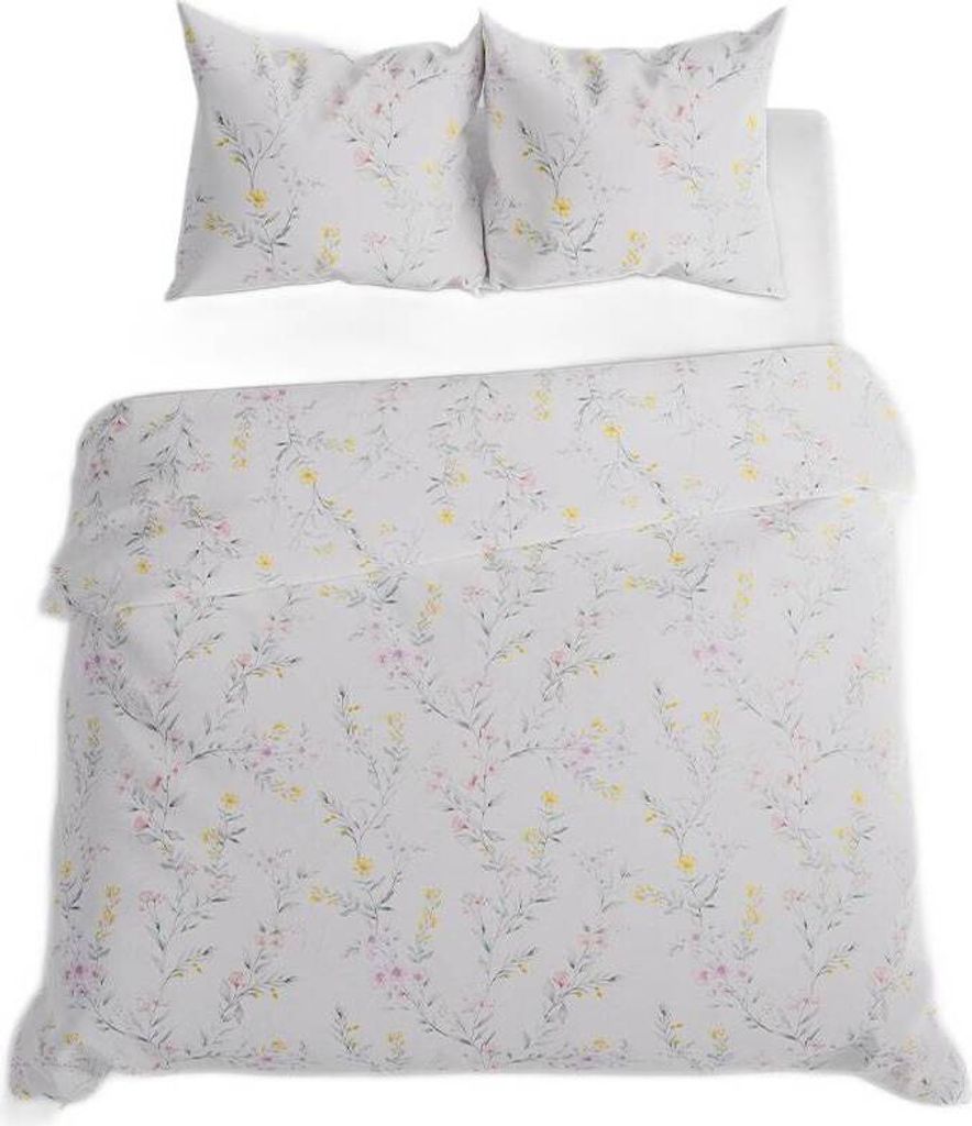 ZOE Bettwäsche 160x200 cm - Satin Baumwolle, dezentes Blumenmuster