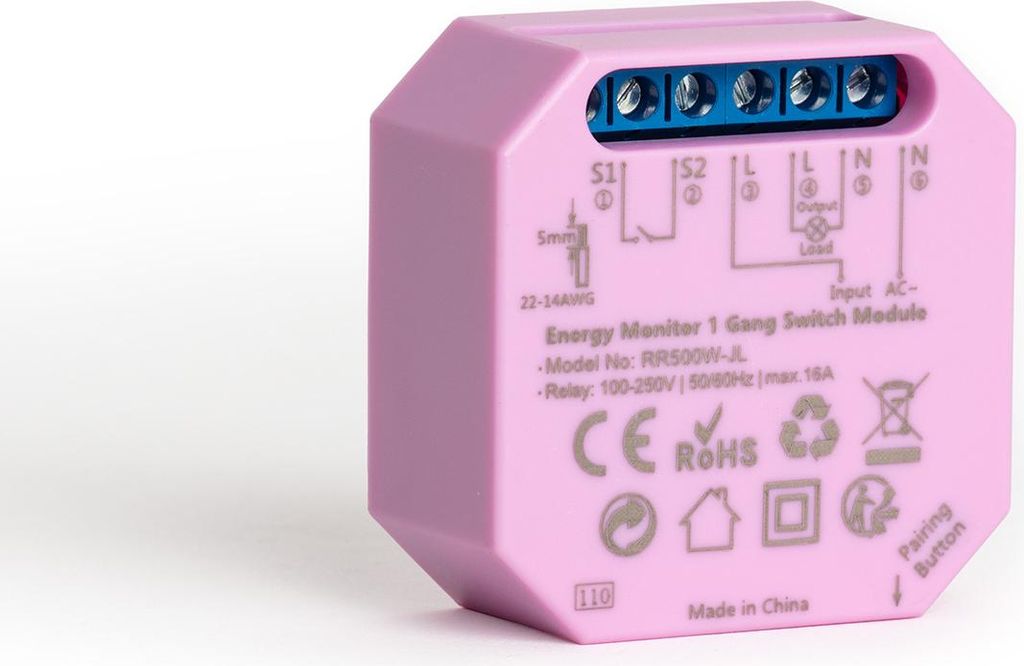 Messschalter WiFi ZIGBEE Kompatibel mit Schalter und Taster Violett