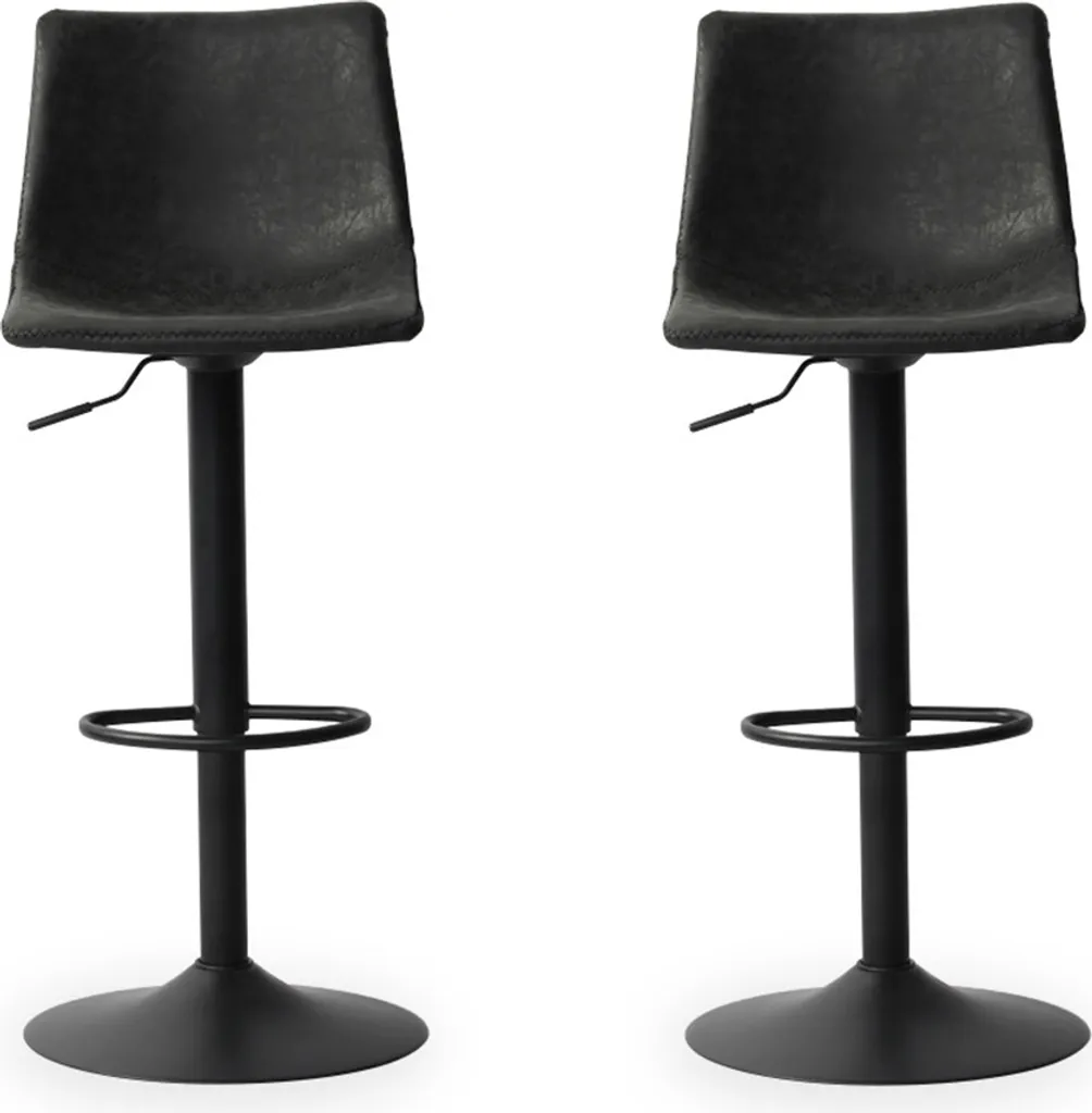 Tabouret de bar noir Fara Stozy - Lot de 2 chaises hautes stables et chic