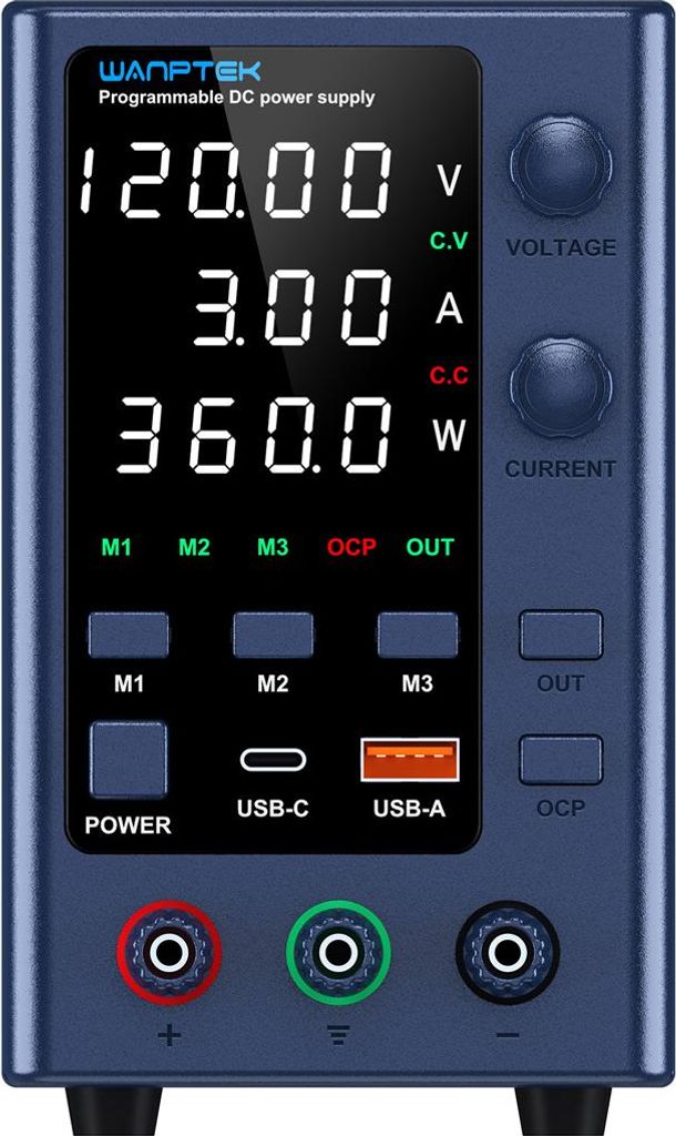WANPTEK EPS1203 Labornetzgerät 0-120V / 0-3A 360W Geregeltes Netzteil mit Digitalanzeige, Mehrfachschutz, stabil für Elektronik & Labor