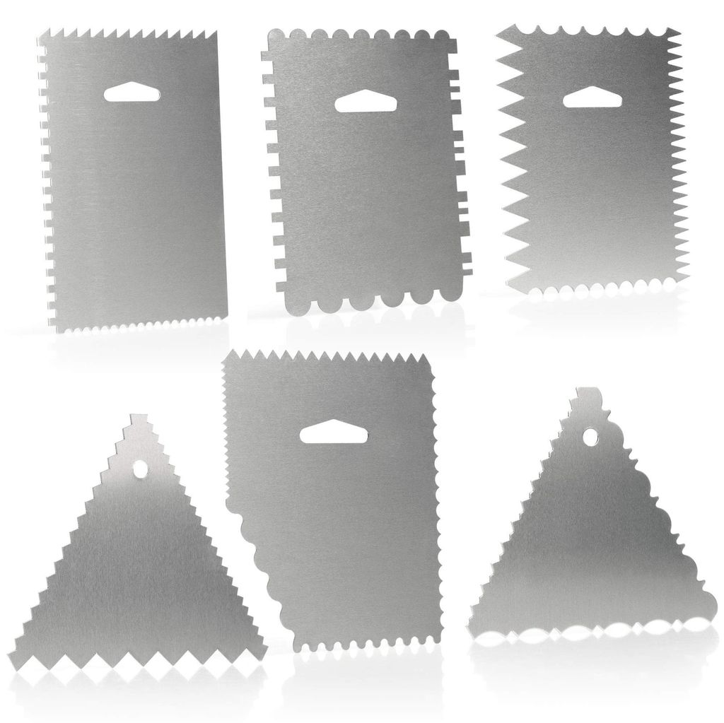 6-teiliges Teigschaber-Set – Kuchenspatel aus Aluminium – Modellierwerkzeuge zum Backen und Kochen – Palettenmesser mit 23 Mustern