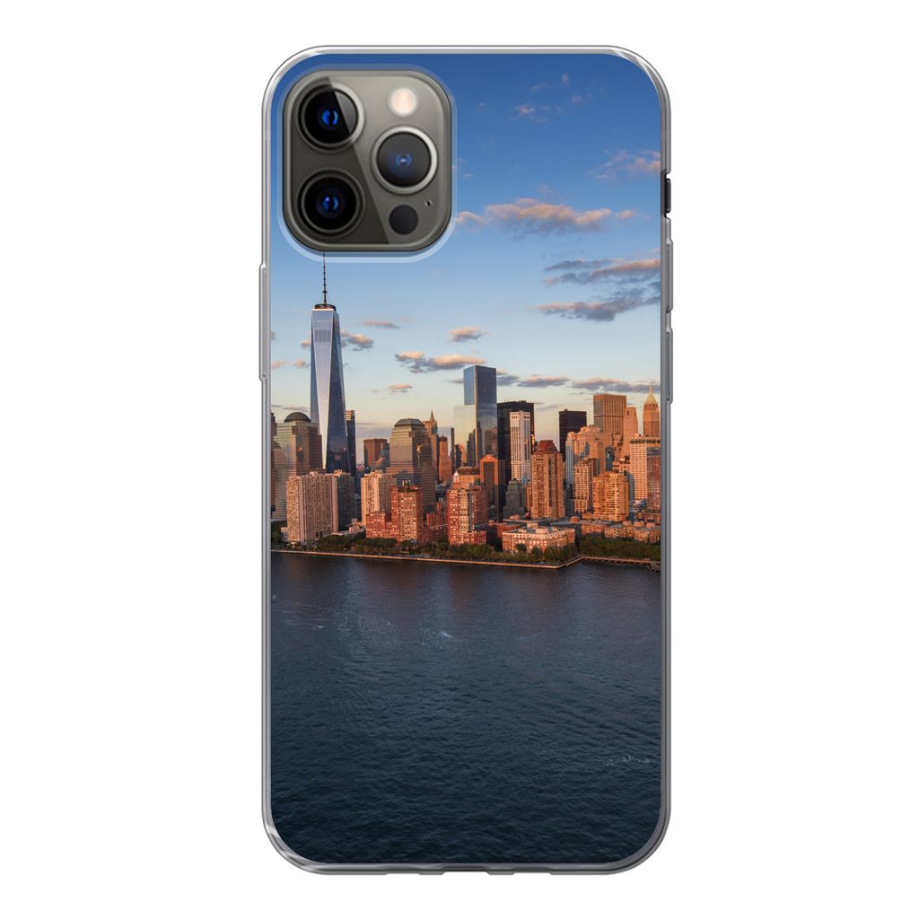 MuchoWow Handyhülle Schutzhülle Hülle für iPhone 13 Pro New York - Skyline - Boot Silikon Softcase Handy Hülle - Handy-Tasche