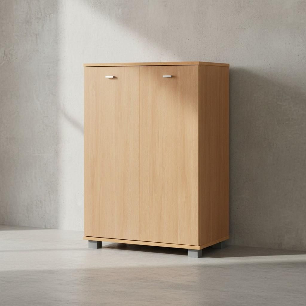 Schuhschrank-Kommode für bis zu 12 Paar Schuhe, 2 Türen, 3 Einlegeböden. Braun, 60x35x90 cm | Kadima Design