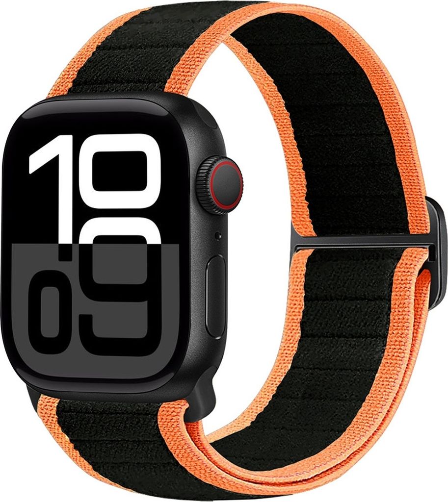 Für Apple Watch Series 11 10 42mm / 9 8 7 41 / 6 SE 5 4 40mm Nylon Elastisches Armband Schwarz