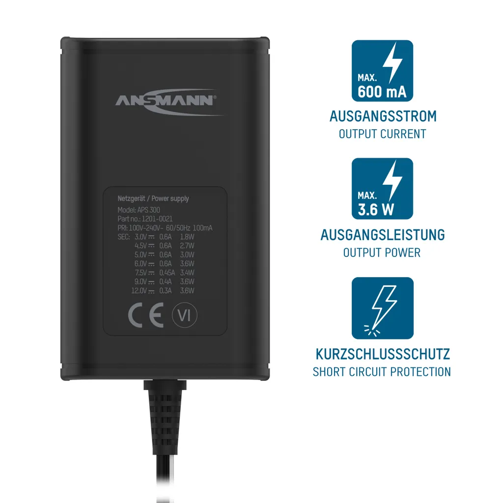 Adaptateur secteur 3-12VDC Ansmann 5111233 avec 7 embouts interchangeables - 4