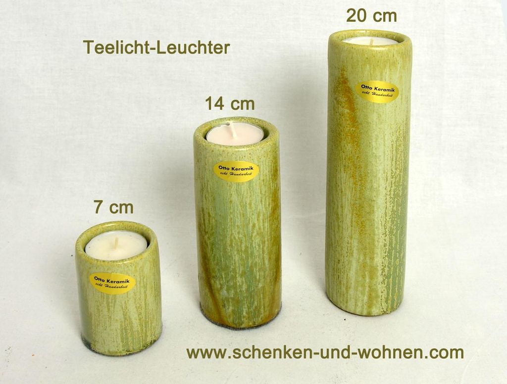 Leuchter mit Teelicht Keramik 7 cm grün