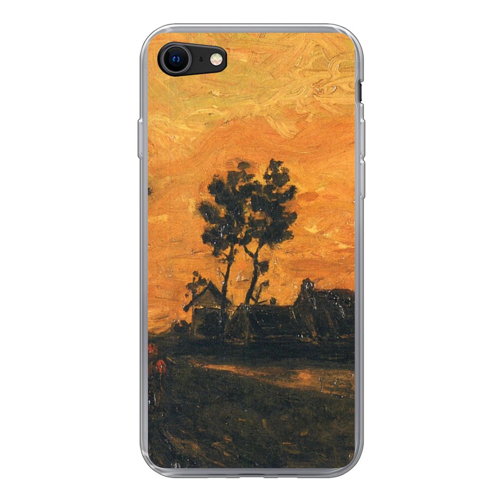 MuchoWow Handyhülle Schutzhülle Hülle für iPhone 7 Landschaft bei Sonnenuntergang - Vincent van Gogh Silikon Softcase Handy Hülle - Kartenha...