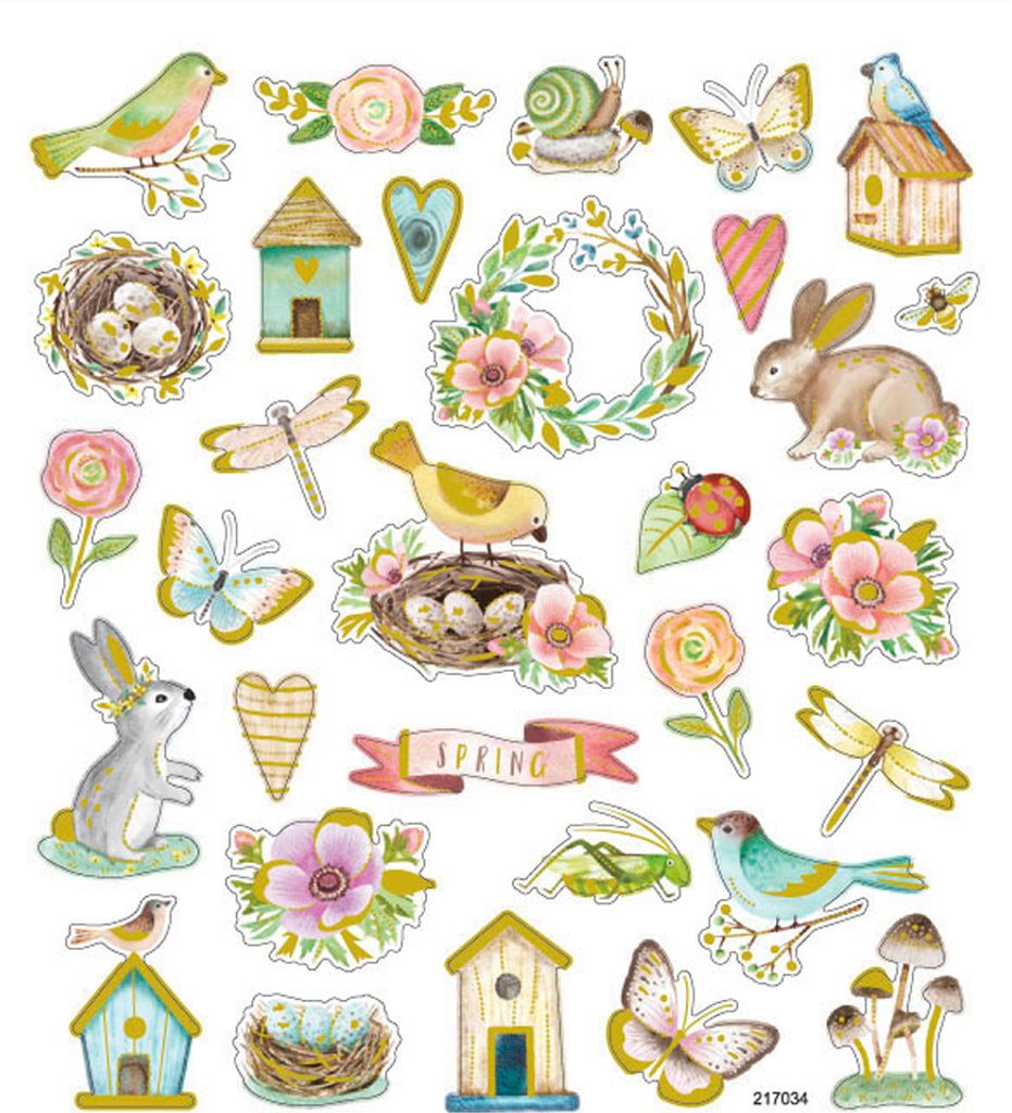 creativ company Sticker Springtime Blumenmotive 0.9 bis 4.1 cm Frühlingsdeko