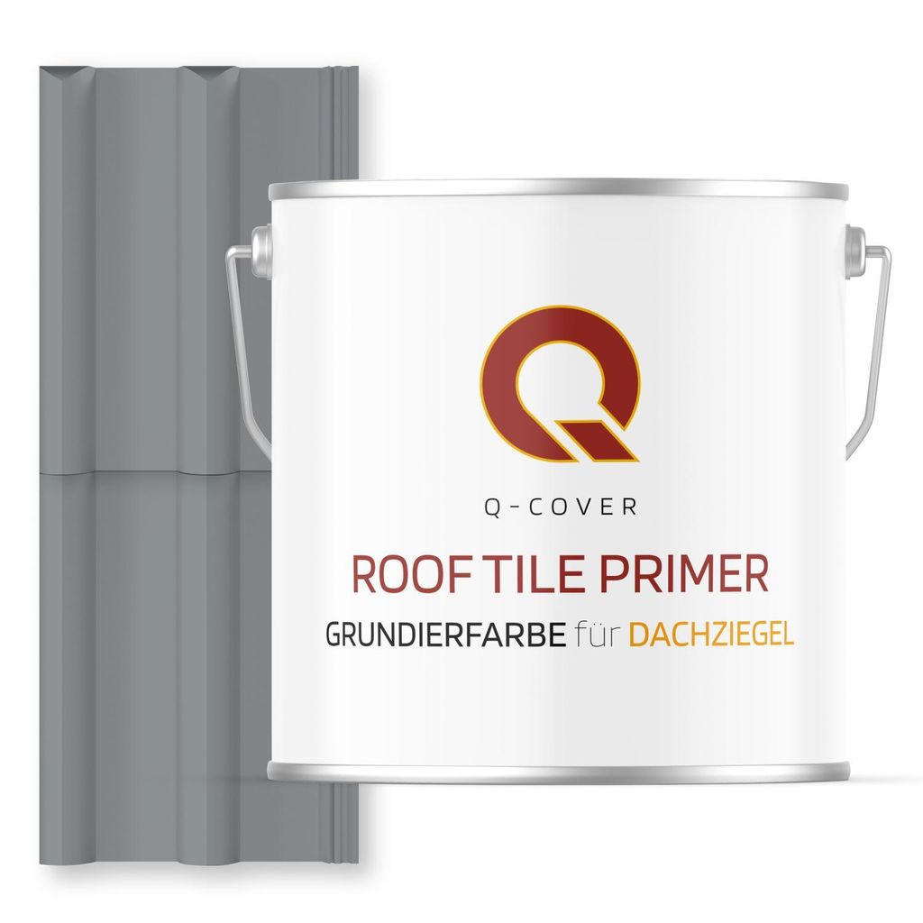 Grundierfarbe für Dachziegel Telegrau RAL 7045 5 L | wetterfeste Dachbeschichtung | für Ziegel, Beton, Eternit | UV-beständig | Q-COVER