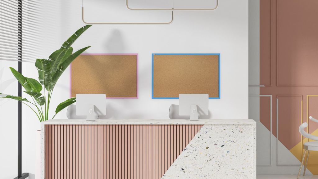 Korková nástěnka v barevném dřevěném rámu 90x60 cm – Modrá Obrázek produktu 3