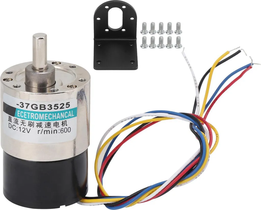 Moteur sans balais XD-37GB3525 12V 600 tr/min avec support de fixation