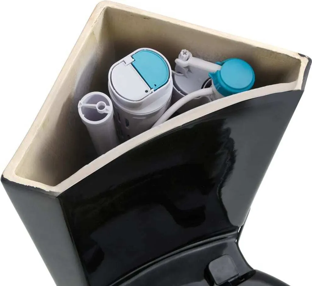 Solution gain de place : Toilettes d'angle noires design en céramique