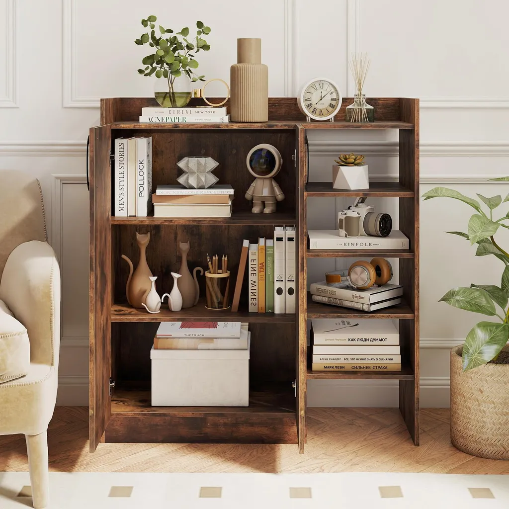 Commode à Chaussures Design Marron avec Portes et Étagères de Rangement