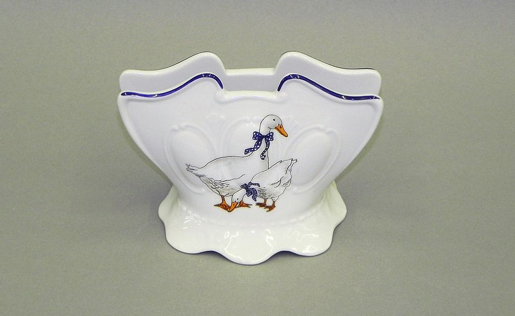 Serviettenhalter, Gänse, tschechisches Porzellan, Leander