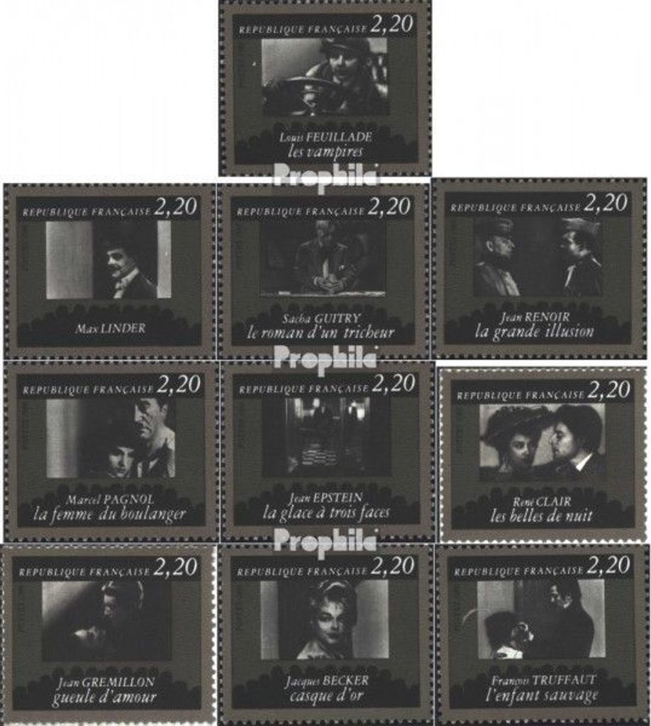 Briefmarken Frankreich 1986 Mi 2566-2575 (kompl.Ausg.) postfrisch Filmarchiv