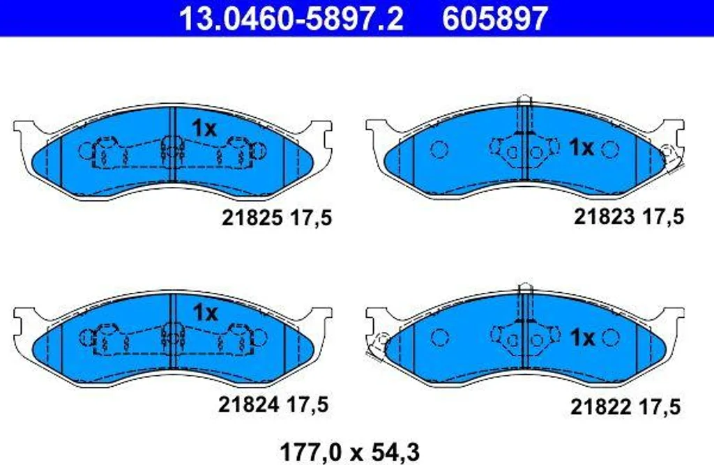 Jeu de plaquettes de frein ATE 13.0460-5897.2 pour Cherokee et Wrangler