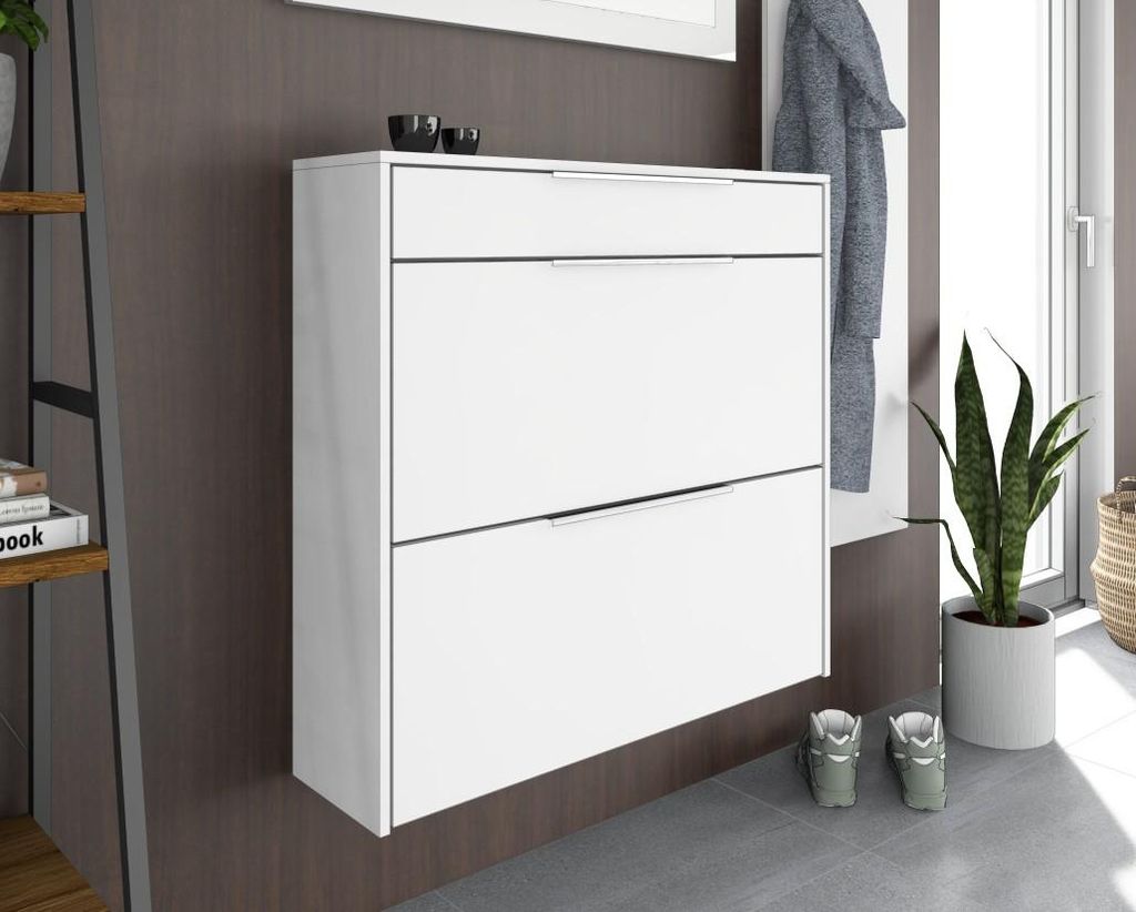 Schuhschrank Oliva 2 hängend Basic weiß matt Produktbild 
