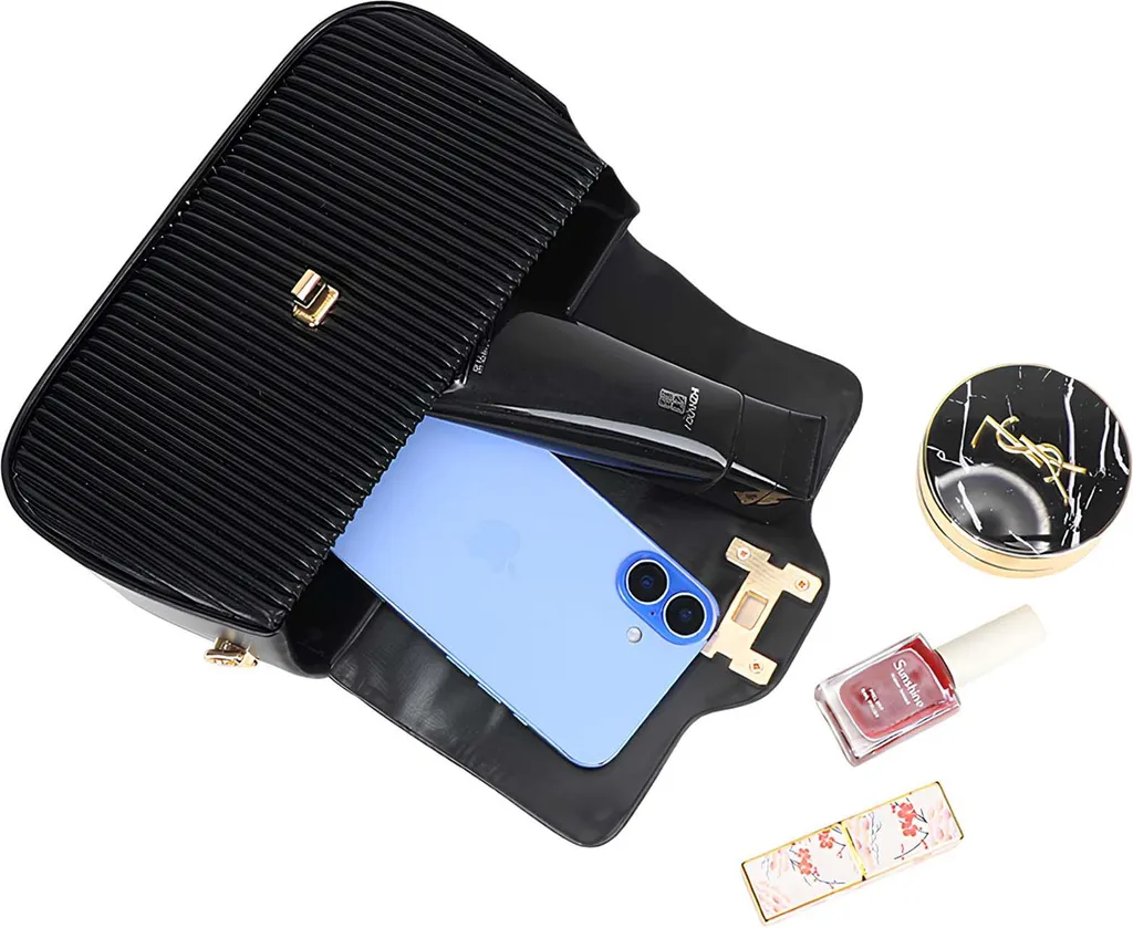 Offerta Borsa Gallantry Velluto Nero: Grande Capacità a Tracolla - 4