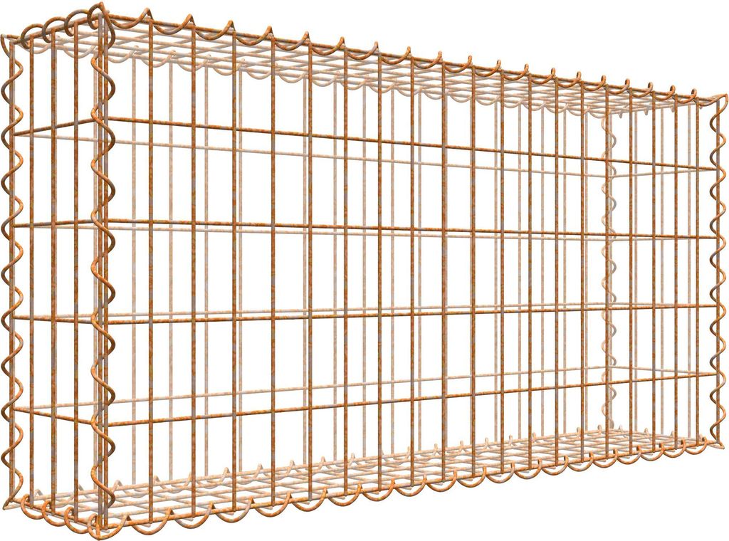 Rostige Gabione 100 cm x 50 cm x 20 cm (L x H x T), Maschenweite 5 cm x 10 cm, Spirale