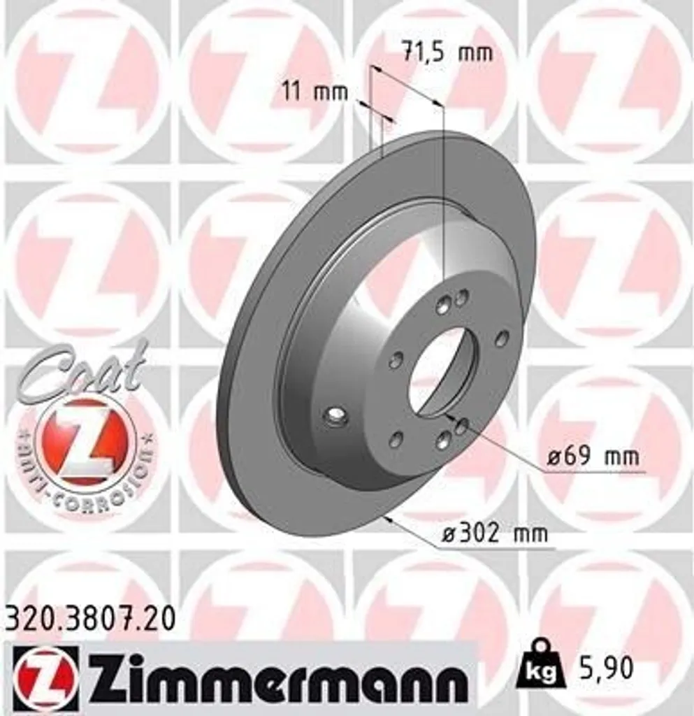 Zimmermann 320.3807.20 Disque de frein pour Hyundai Grand Santa Fe DM