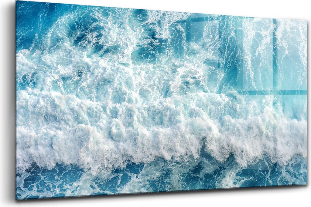 120x60 - Glasbilder - Bilder auf Wandbild - Foto auf Glas - Vogelperspektive einer Meereswelle