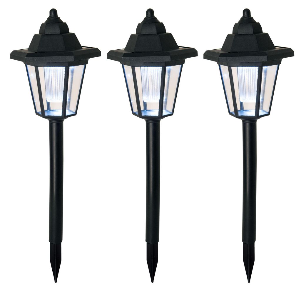 3er-Set LED Solar-/Erdspieß-/Wandleuchte 2-in-1, Lampe für Produktbild 
