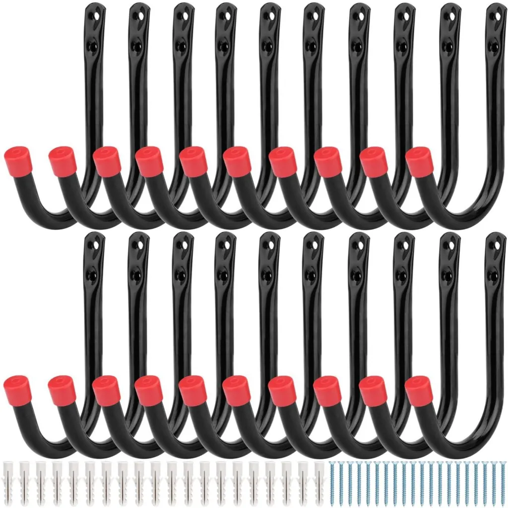 Crochets muraux de rangement garage en acier noir lot de 20 supports