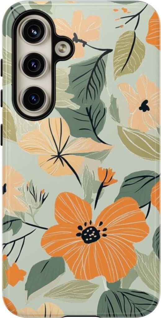 Florales Muster in Orange und Pfirsich – Hülle Kompatibel mit Samsung Galaxy S24