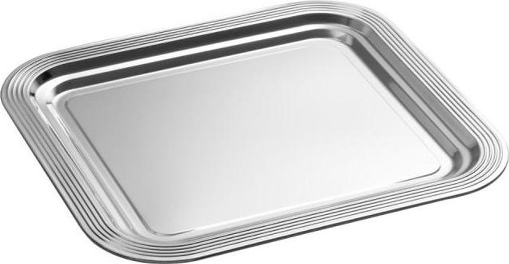 APS 389 Partyplatte CLASSIC GN 2/3, 35,4 x 32,5 cm, Metall, vernickelt und glanzverchromt, Liniendekor