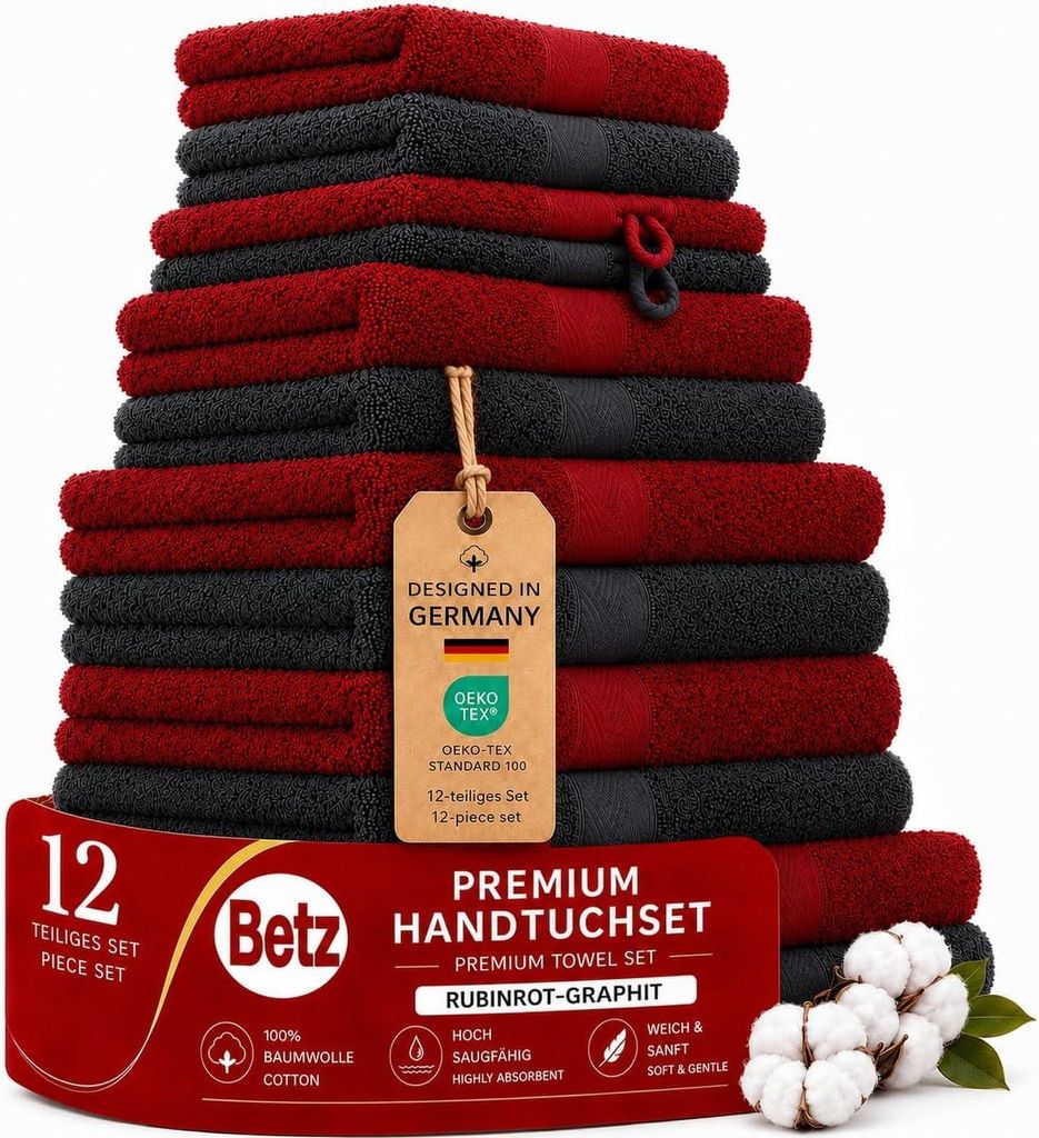 Betz 12-tlg. Handtuch-Set PREMIUM 2 Duschtücher 4 Produktbild 