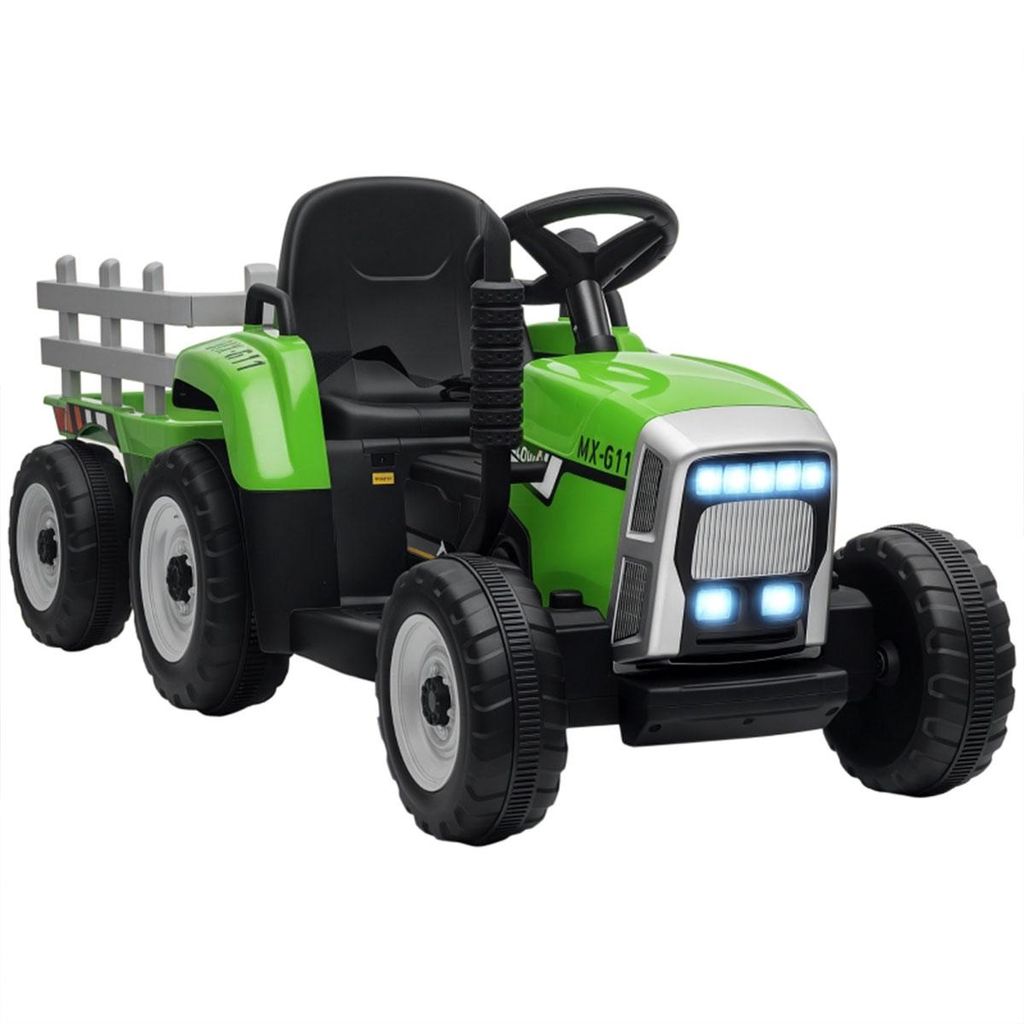 Elektro-Kindertraktor mit Eltern-Fernbedienung Max. Geschwindigkeit von 6 km/h Elektrischen Kinderauto Elektroauto Grün + Schwarz
