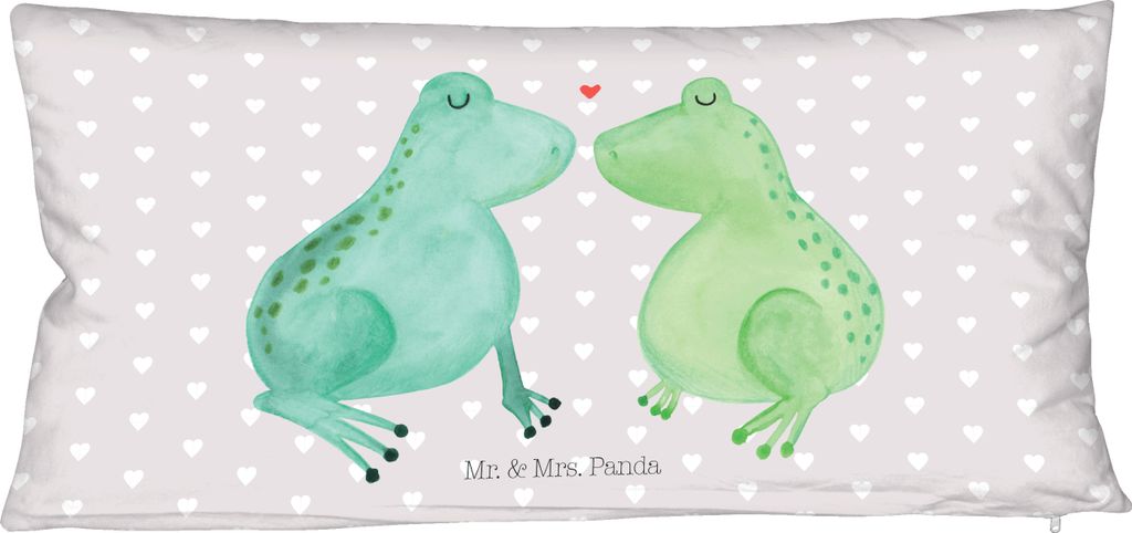 Mr. & Mrs. Panda Kuschelkissen Frosch Liebe - Grau Pastell - Geschenk, Partnerkissen, Jahrestag, Partner-Kuschelkissen, Frösche, Beziehungskissen,...