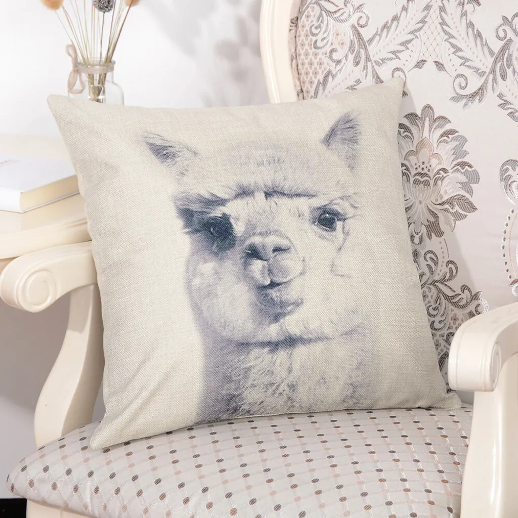 Housse de coussin de siège en lin - Taie d'oreiller décorative Animaux