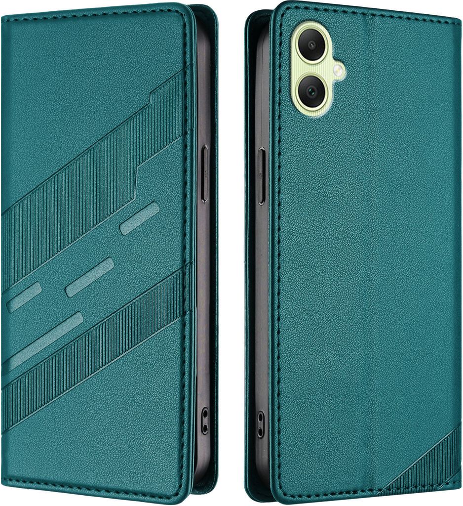 Hülle für Samsung Galaxy A05, Kunstleder Brieftaschen Handyhülle mit Kartenfach und Standfunktion Grün