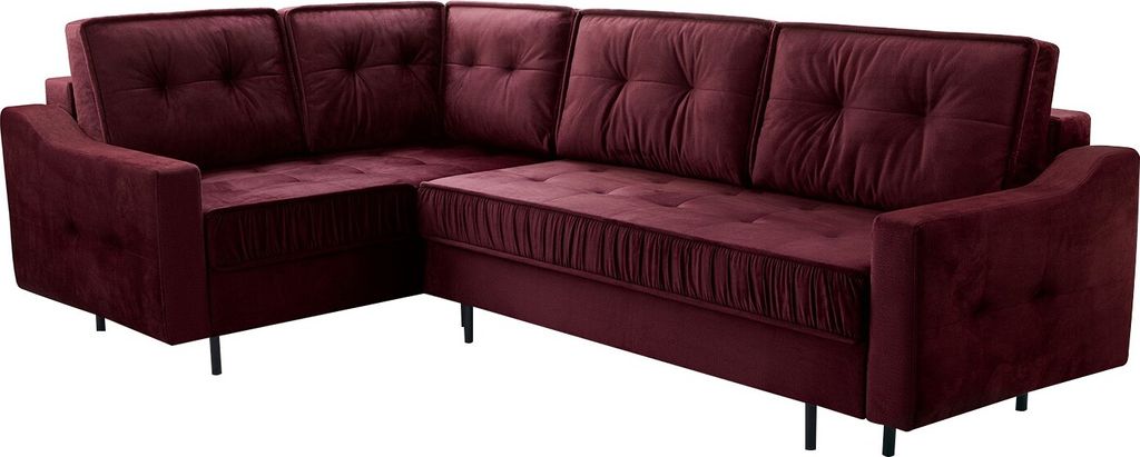 Bettso Eckcouch Velvet Ecksofa in L-Form –Sofa – Couch mit Stauraum und Kissen - Ausziehbares Schlafsofa – Sofa mit Schlaffunktion - Schlafso...