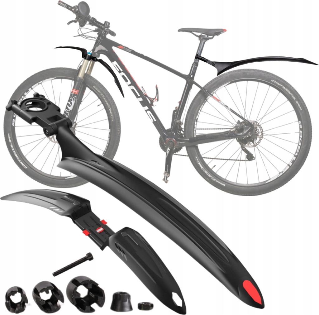 FIT4MED | Fahrradschutzbleche - Schwarz - 56x8cm Vorderes & 55x8cm Hinteres - 2 Stück - Universelle Kompatibilität