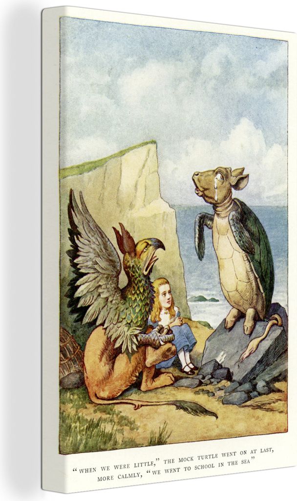 OneMillionCanvasses - Leinwandbilder - 90x140 cm, Vintage-Illustration Alice mit der Schildkröte, Wandbilder Kunstdruck Wanddekoration - Wandsch...