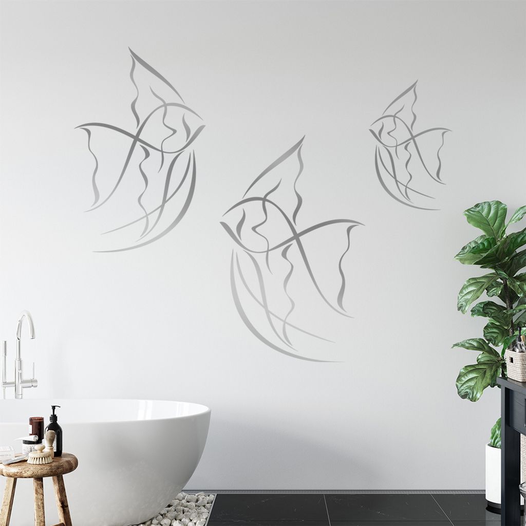Fische Linien - Fisch Wandtattoo in 6 Größen - Wandaufkleber Wall Sticker - Dekoration, Küche, Wohnzimmer, Schlafzimmer, Badezimmer