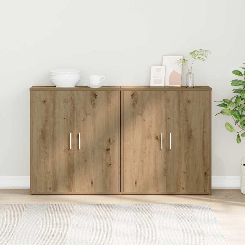 Möbel Hochboard mit Regal mit Speicher mit Tür 2 pcs Eiche handwerklich 60 x 31 x 70 cm - Kommoden 3365551