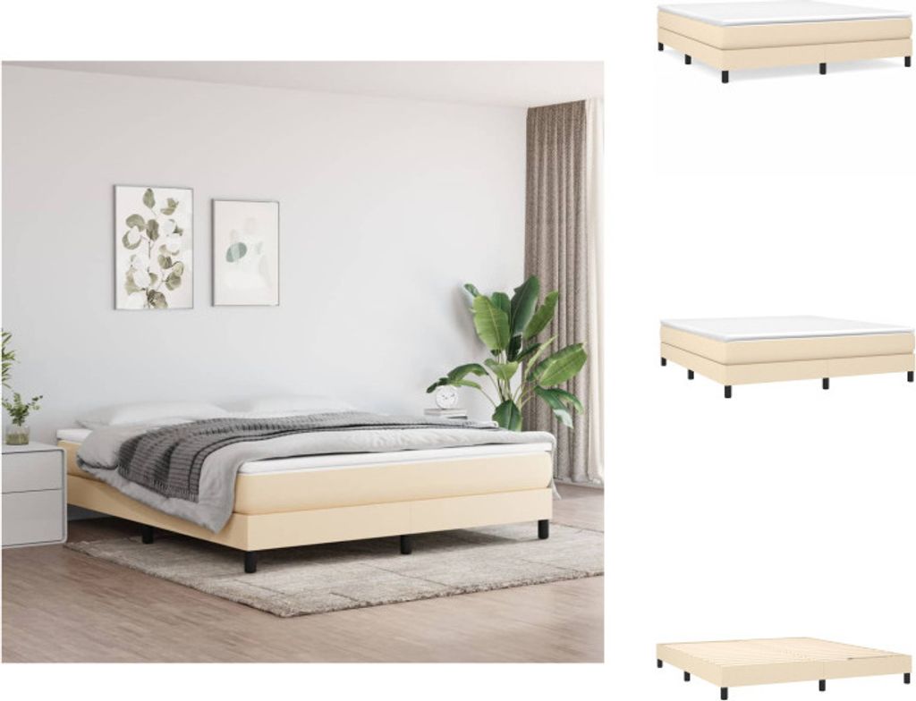 vidaXL Boxspringbett Creme 160x200 cm Stoff - Betten & Bettgestelle