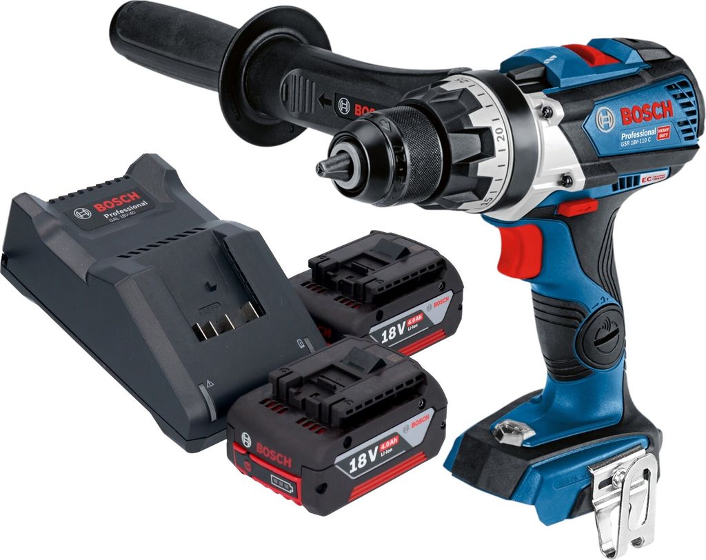 Bosch GSR 18V-110 C Professional Akku Bohrschrauber 18 V 110 Nm Brushless + 2x Akku 4,0 Ah + Ladegerät