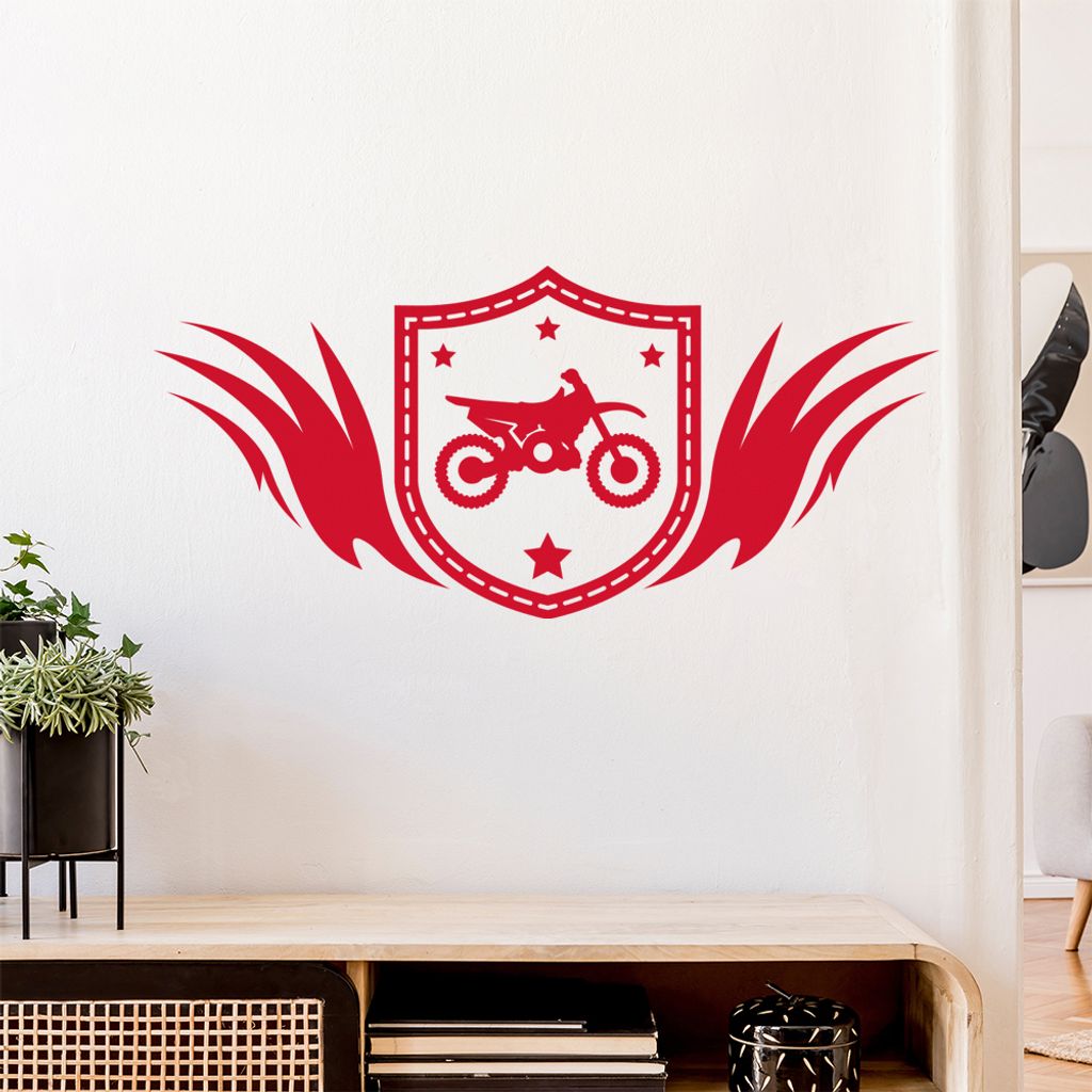 Motocross Wappen Wandtattoo Wandaufkleber Wall Sticker - Dekoration, Küche, Wohnzimmer, Schlafzimmer, Badezimmer