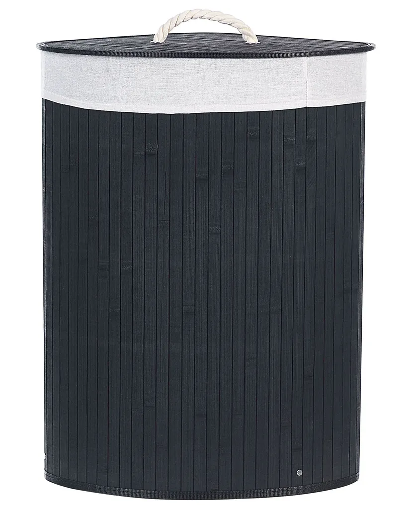 Panier en bambou noir tressé avec couvercle, accessoire déco bohème